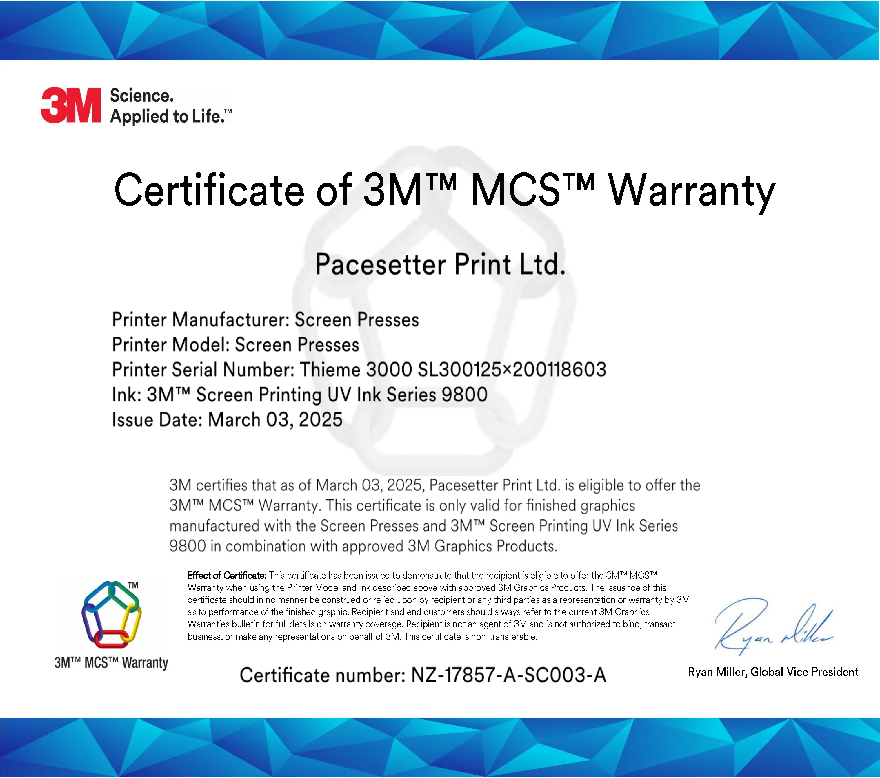 3M MCS Certificate 0-55